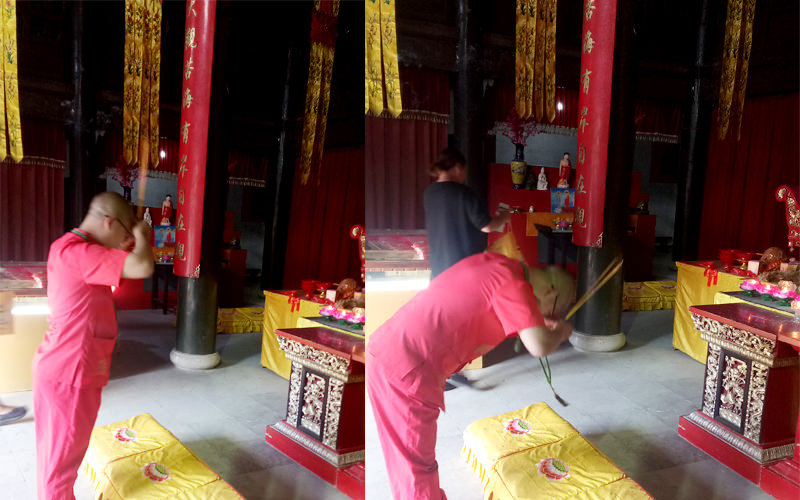 海盐风水大师李行一去观音観给客户祈福-